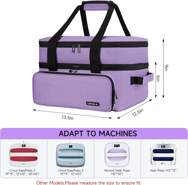 LEFORZ Carrying Case Compatible with Cricut EasyPress 2/Cricut EasyPress3 (9"x9",10"x10",12"x10"),Double-Layer Heat Press Machine Storage Bag Fits for Htvront(10"x10"),Tools and Accessories,Easy Press Mat - Image 2
